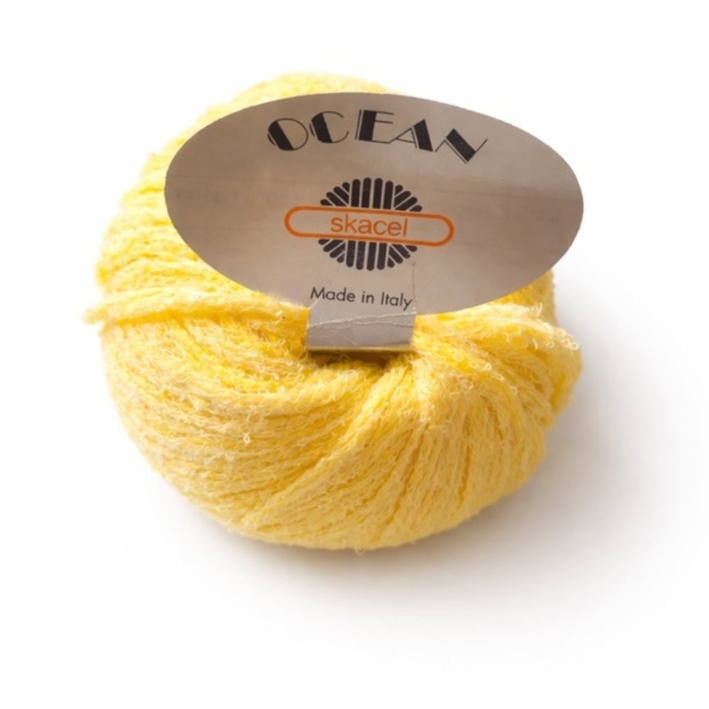Skacel Ocean Boucle Cotton Yarn Bright Yellow Made In Italy NWT Discontinued